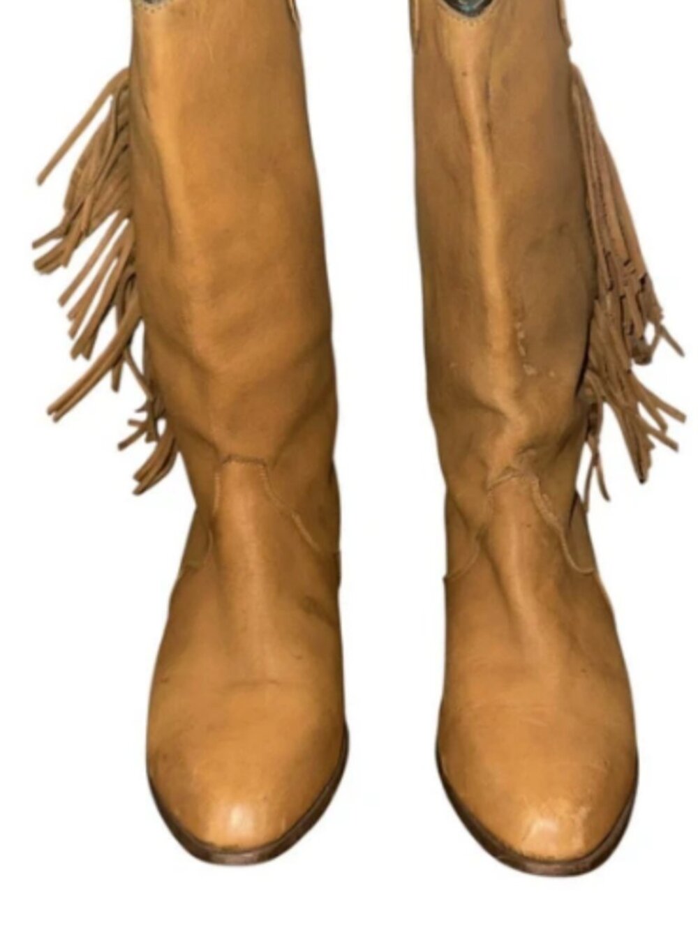Oak Tree Farm Fringe Western Tall Boots - Tan Leather